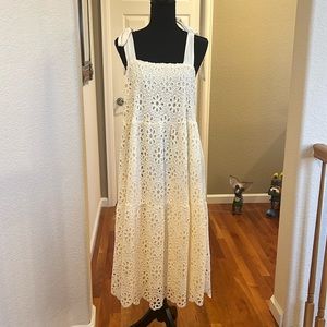 NWOT cream colored eyelet sundress large